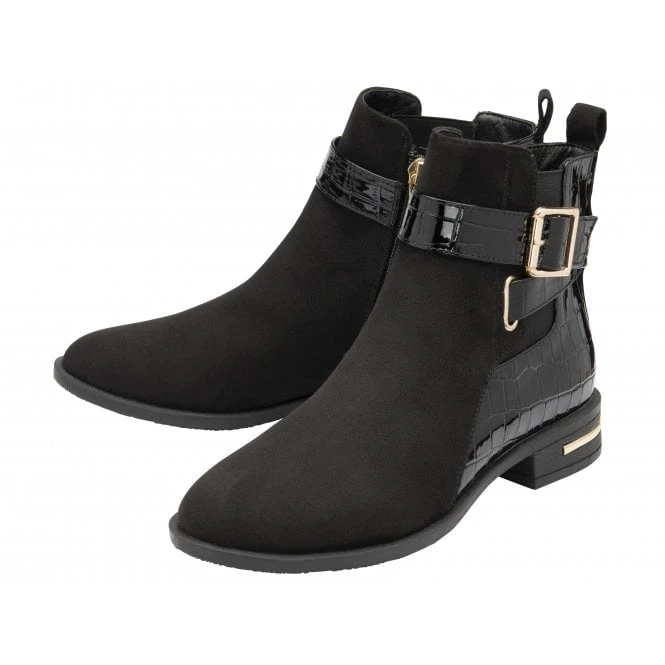 Black & Croc-Print Laurel Ankle Boots | Lotus 4 Black & Croc-Print Laurel Ankle Boots | Lotus - Image 2