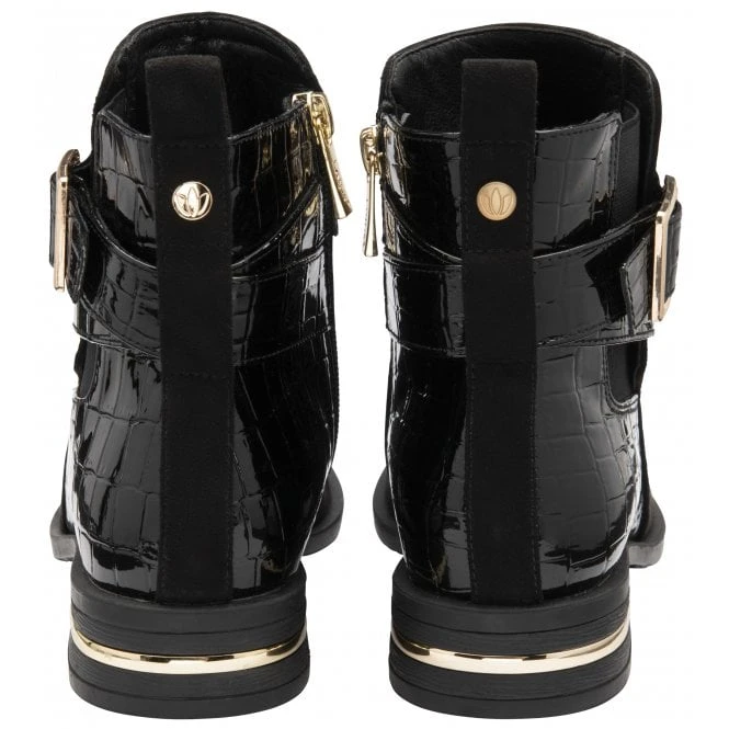 Black & Croc-Print Laurel Ankle Boots | Lotus 5 Black & Croc-Print Laurel Ankle Boots | Lotus - Image 3