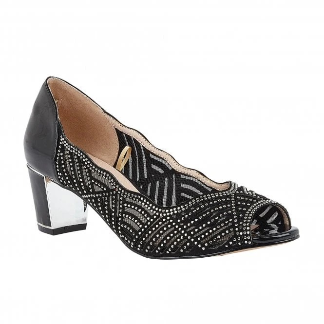 Black & Diamante Immy Open-Toe Shoes | Lotus 3 Black & Diamante Immy Open-Toe Shoes | Lotus