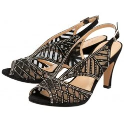 Delux Shoes Shop -Delux Shoes Shop black diamante natalia peep toe sandals lotus p12915 30296 medium