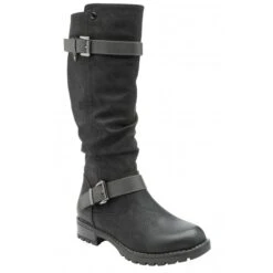 Black & Grey Robin Knee High Boots | Lotus