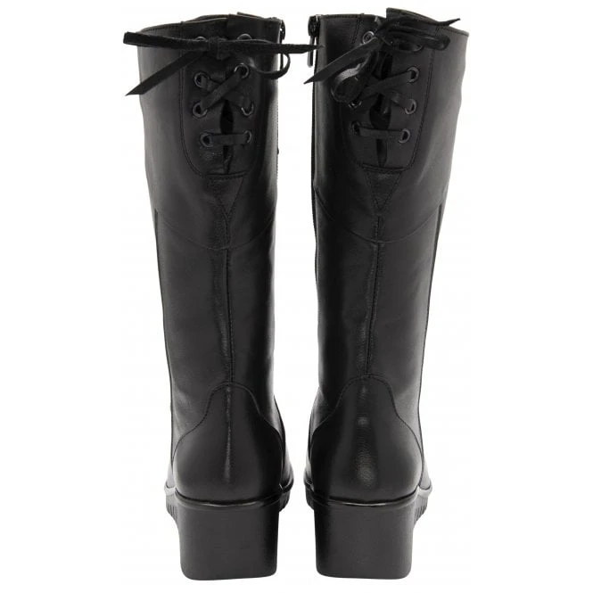 Black Leather Dara Mid-Calf Wedge Boots | Lotus 5 Black Leather Dara Mid-Calf Wedge Boots | Lotus - Image 3