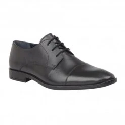 Black Leather Euston Lace-Up Derby Shoes | Lotus