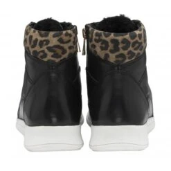 Black Leather & Leopard-Print Saskia High Top Trainers | Stressless By Lotus -Delux Shoes Shop black leather leopard print saskia high top trainers stressless by lotus p13045 30855 medium