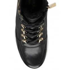 Black Leather & Leopard-Print Saskia High Top Trainers | Stressless By Lotus -Delux Shoes Shop black leather leopard print saskia high top trainers stressless by lotus p13045 30856 medium