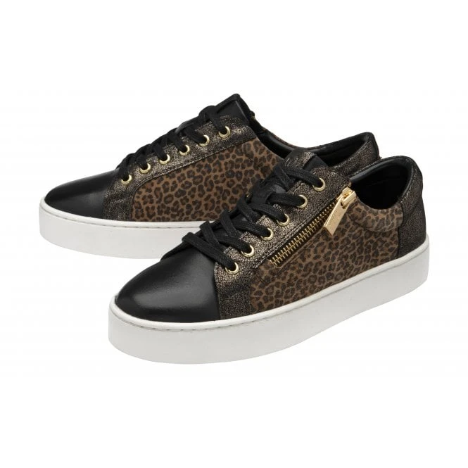 Black Leather & Leopard-Print Sky Casual Trainers | Stressless By Lotus 4 Black Leather & Leopard-Print Sky Casual Trainers | Stressless By Lotus - Image 2