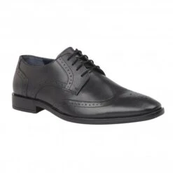 Black Leather Milton Lace-Up Brogues | Lotus
