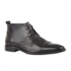 Black Leather Norris Lace-Up Boots | Lotus