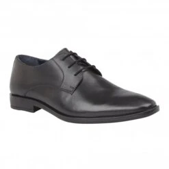 Black Leather Ross Lace-Up Derby Shoes | Lotus