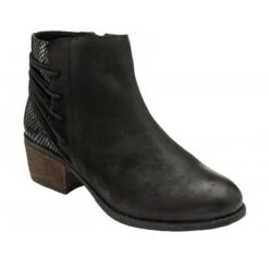 Black Leather & Snake-Print Etta Zip-Up Ankle Boots | Lotus