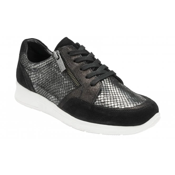 Black Leather & Snake-Print Sheryl Casual Trainers | Stressless By Lotus 3 Black Leather & Snake-Print Sheryl Casual Trainers | Stressless By Lotus