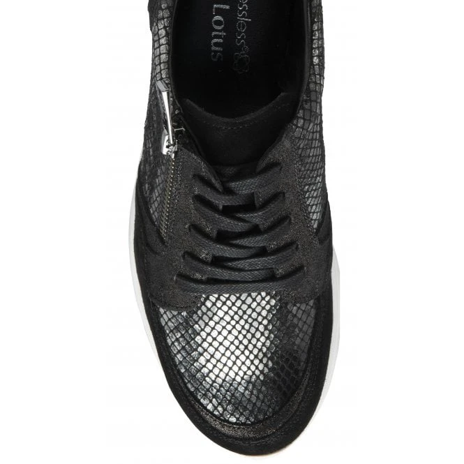 Black Leather & Snake-Print Sheryl Casual Trainers | Stressless By Lotus 6 Black Leather & Snake-Print Sheryl Casual Trainers | Stressless By Lotus - Image 4