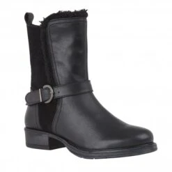 Black Leather & Suede Maddy Mid-Calf Boots | Lotus