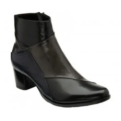 Black Multi-Leather Booker Heeled Ankle Boots | Lotus