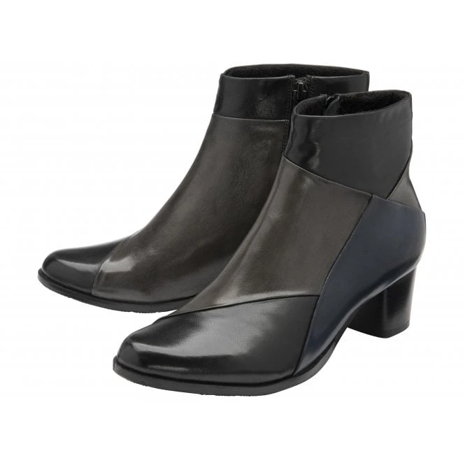 Black Multi-Leather Booker Heeled Ankle Boots | Lotus 4 Black Multi-Leather Booker Heeled Ankle Boots | Lotus - Image 2