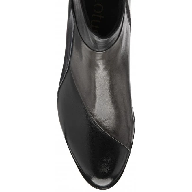 Black Multi-Leather Booker Heeled Ankle Boots | Lotus 6 Black Multi-Leather Booker Heeled Ankle Boots | Lotus - Image 4