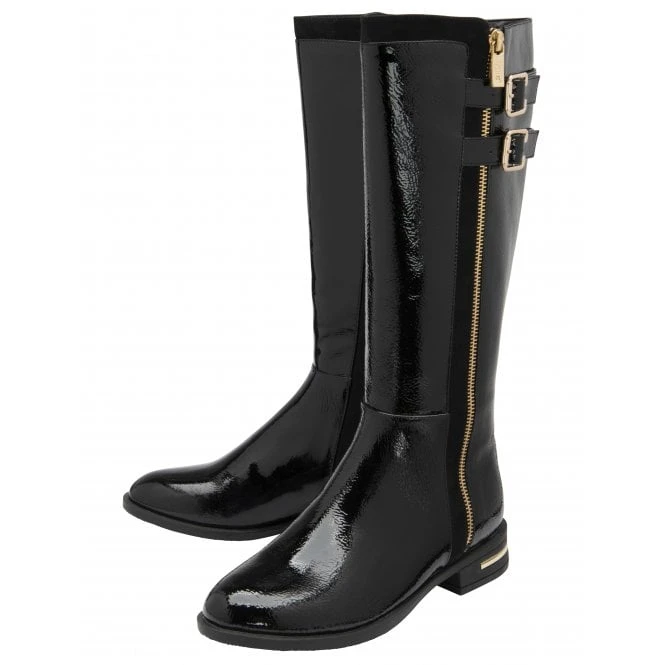Delux Shoes Shop -Delux Shoes Shop black patent louella knee high boots lotus p13384 32249 medium