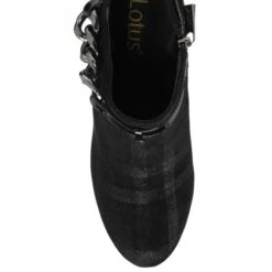 Black & Pewter Plaid Alison Heeled Shoe-Boots | Lotus -Delux Shoes Shop black pewter plaid alison heeled shoe boots lotus p13059 30564 medium