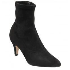 Black-Stretch Microfibre Camilla Ankle Boots | Lotus