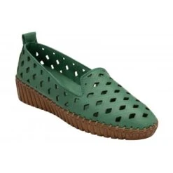 Green Leather Karson Slip-On Shoes | Lotus