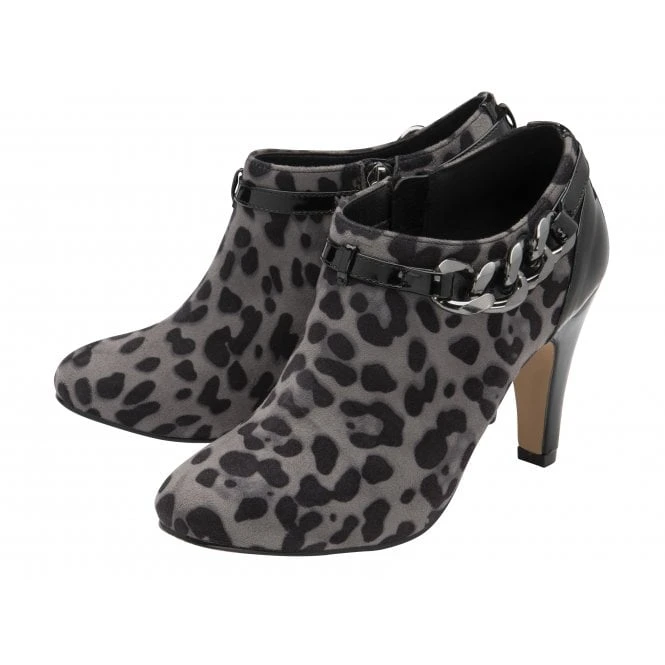 Grey & Leopard-Print Microfibre Alison Heeled Shoe-Boots | Lotus 4 Grey & Leopard-Print Microfibre Alison Heeled Shoe-Boots | Lotus - Image 2