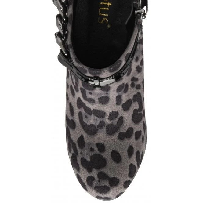 Grey & Leopard-Print Microfibre Alison Heeled Shoe-Boots | Lotus 6 Grey & Leopard-Print Microfibre Alison Heeled Shoe-Boots | Lotus - Image 4