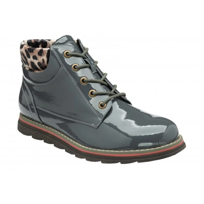 Grey & Leopard-Print Patent Naomi Lace-Up Ankle Boots | Lotus 3 Grey & Leopard-Print Patent Naomi Lace-Up Ankle Boots | Lotus