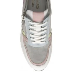 Grey Pastel Leather Suzuka Zip-Up Casual Trainers | Stressless By Lotus -Delux Shoes Shop grey pastel leather suzuka zip up casual trainers stressless by lotus p13705 32944 medium