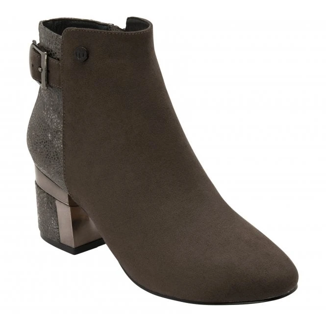 Grey Textile Cassandra Heeled Ankle Boots | Lotus 3 Grey Textile Cassandra Heeled Ankle Boots | Lotus