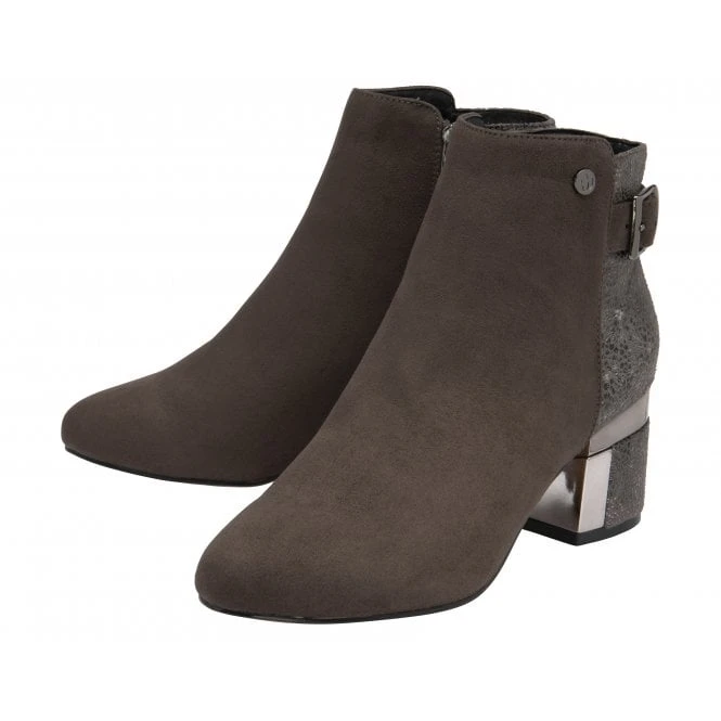 Grey Textile Cassandra Heeled Ankle Boots | Lotus 4 Grey Textile Cassandra Heeled Ankle Boots | Lotus - Image 2