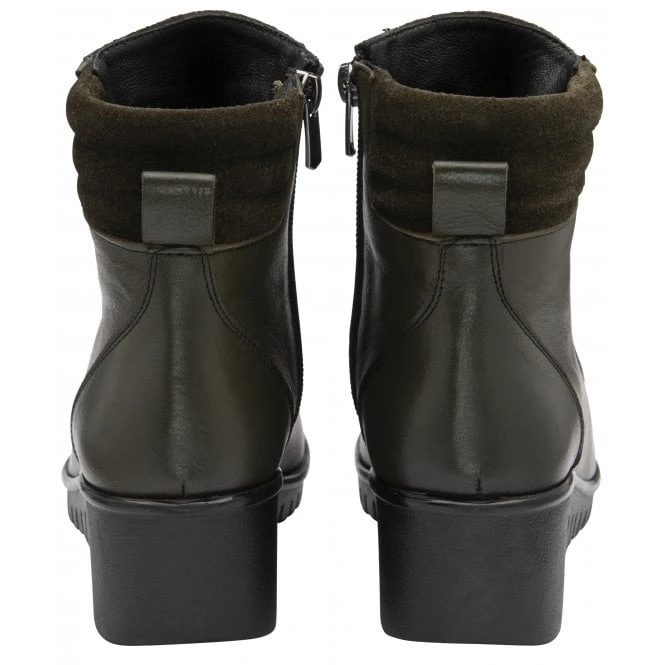 Khaki Leather & Suede Delphine Wedge Ankle Boots | Lotus 5 Khaki Leather & Suede Delphine Wedge Ankle Boots | Lotus - Image 3