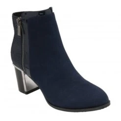 Navy & Animal-Print Rebecca Ankle Boots | Lotus