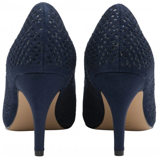 Navy & Diamante Kayla Court Shoes | Lotus 5 Navy & Diamante Kayla Court Shoes | Lotus - Image 3