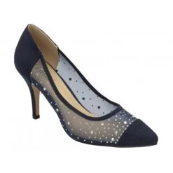 Navy & Diamante Maria Court Shoes | Lotus