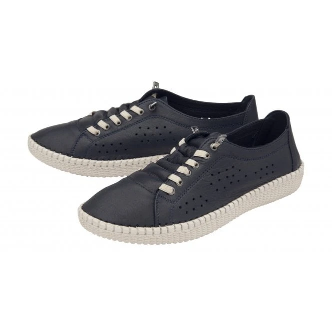 Navy Leather Kamari Casual Slip-On Shoes | Lotus 4 Navy Leather Kamari Casual Slip-On Shoes | Lotus - Image 2