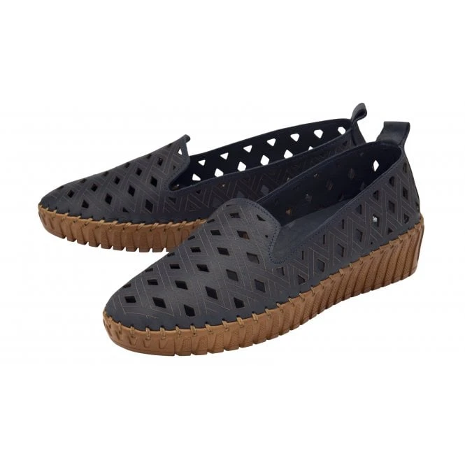 Navy Leather Karson Slip-On Shoes | Lotus 4 Navy Leather Karson Slip-On Shoes | Lotus - Image 2