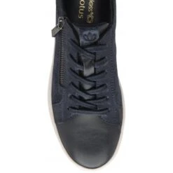Navy Leather & Snake-Print Sky Casual Trainers | Stressless By Lotus -Delux Shoes Shop navy leather snake print sky casual trainers stressless by lotus p13600 32892 medium