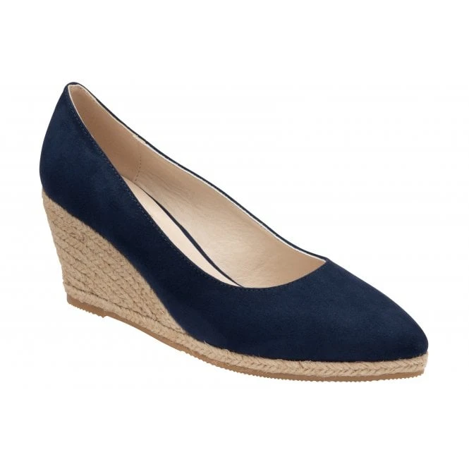 Navy Microfibre Giselle Wedge Shoes | Lotus 3 Navy Microfibre Giselle Wedge Shoes | Lotus
