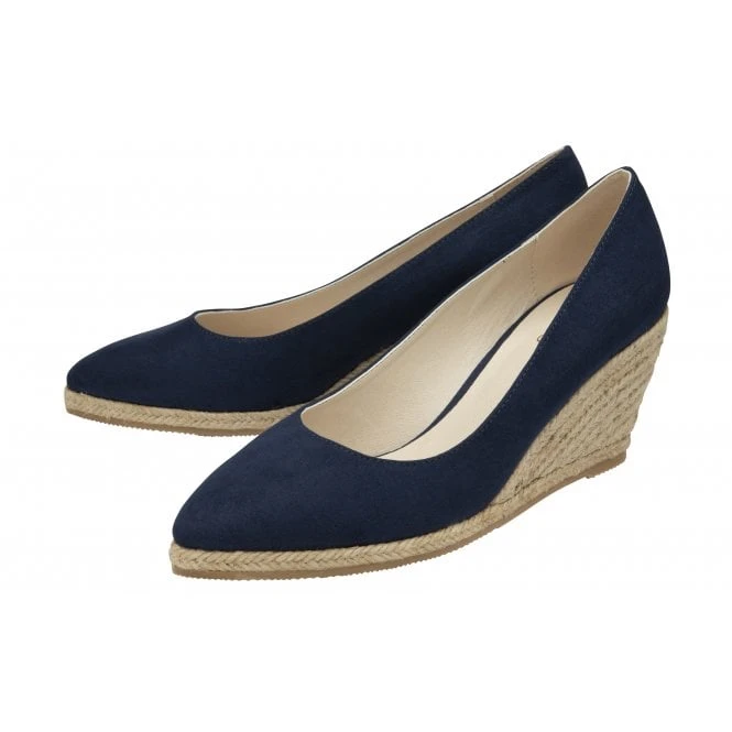 Navy Microfibre Giselle Wedge Shoes | Lotus 4 Navy Microfibre Giselle Wedge Shoes | Lotus - Image 2