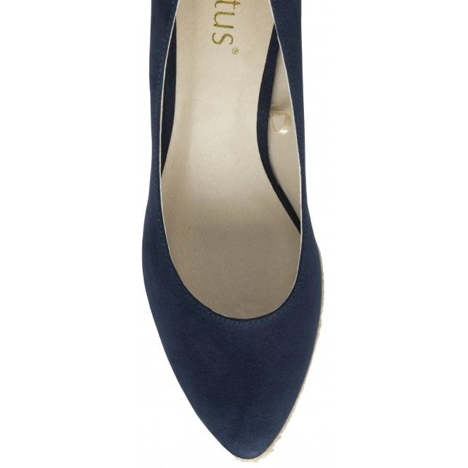 Navy Microfibre Giselle Wedge Shoes | Lotus 6 Navy Microfibre Giselle Wedge Shoes | Lotus - Image 4