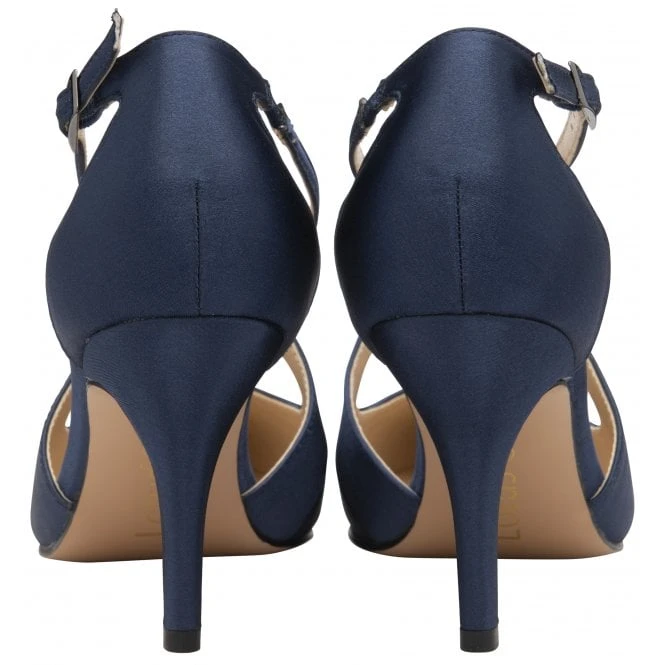 Navy Satin Willow Court Shoes | Lotus 5 Navy Satin Willow Court Shoes | Lotus - Image 3
