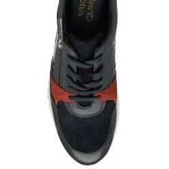 Navy & Snake-Print Leather Suzette Zip-Up Casual Trainers | Stressless By Lotus -Delux Shoes Shop navy snake print leather suzette zip up casual trainers stressless by lotus p13461 32553 medium