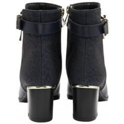 Navy Textile & Leopard-Print Monica Heeled Ankle Boots | Lotus -Delux Shoes Shop navy textile leopard print monica heeled ankle boots lotus p13480 32290 medium