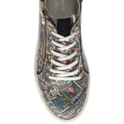 Navy & Tribal-Print Leather Serene Casual Trainers | Stressless By Lotus -Delux Shoes Shop navy tribal print leather serene casual trainers stressless by lotus p13729 33084 medium