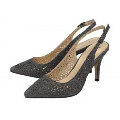 Delux Shoes Shop -Delux Shoes Shop pewter textile lyla slingback court shoes lotus p13599 32886 medium