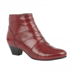 Red Leather Tara Ankle Boots | Lotus