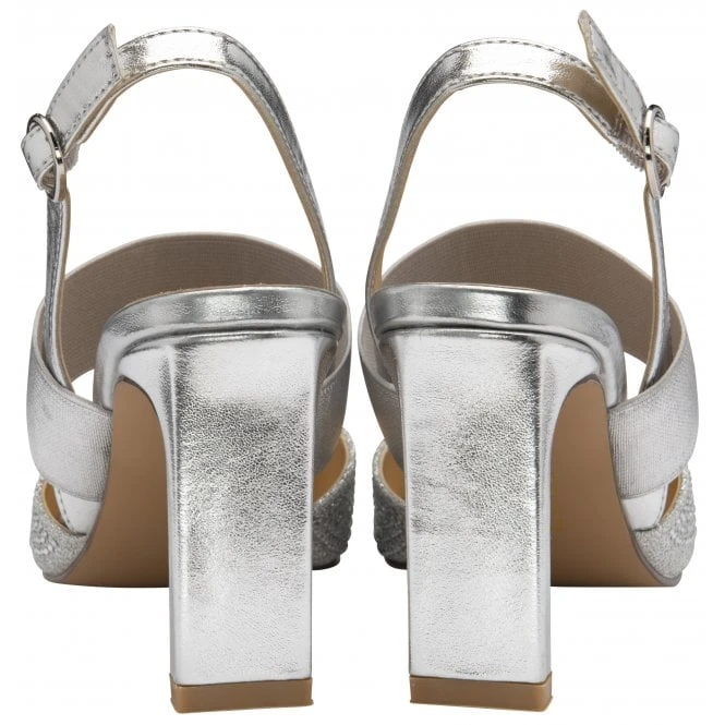 Silver & Diamante Joie Slingback Court Shoes | Lotus 5 Silver & Diamante Joie Slingback Court Shoes | Lotus - Image 3