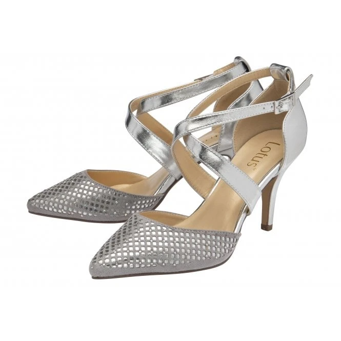 Silver & Diamante Sophia Court Shoes | Lotus 4 Silver & Diamante Sophia Court Shoes | Lotus - Image 2