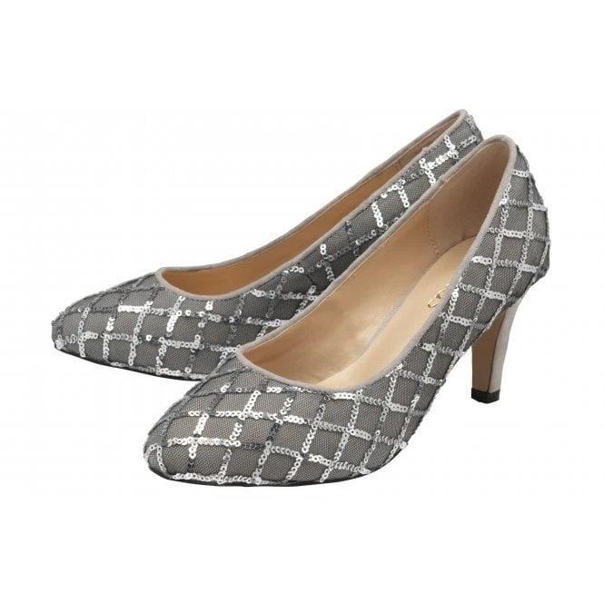 Silver Lucia Patterned Court Shoes | Lotus 4 Silver Lucia Patterned Court Shoes | Lotus - Image 2