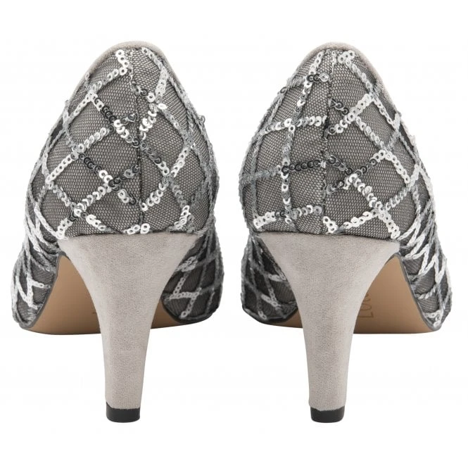 Silver Lucia Patterned Court Shoes | Lotus 5 Silver Lucia Patterned Court Shoes | Lotus - Image 3